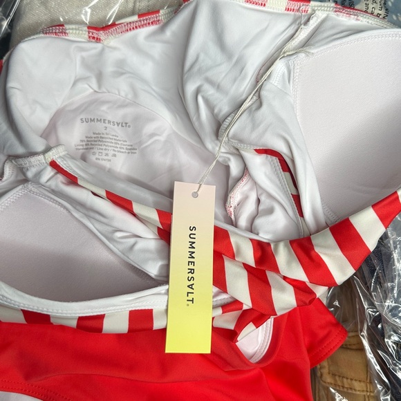 NWT Summersalt The Sea Breeze Cutout One-Piece Swimsuit Swim Red White Sz 2 - Picture 10 of 10